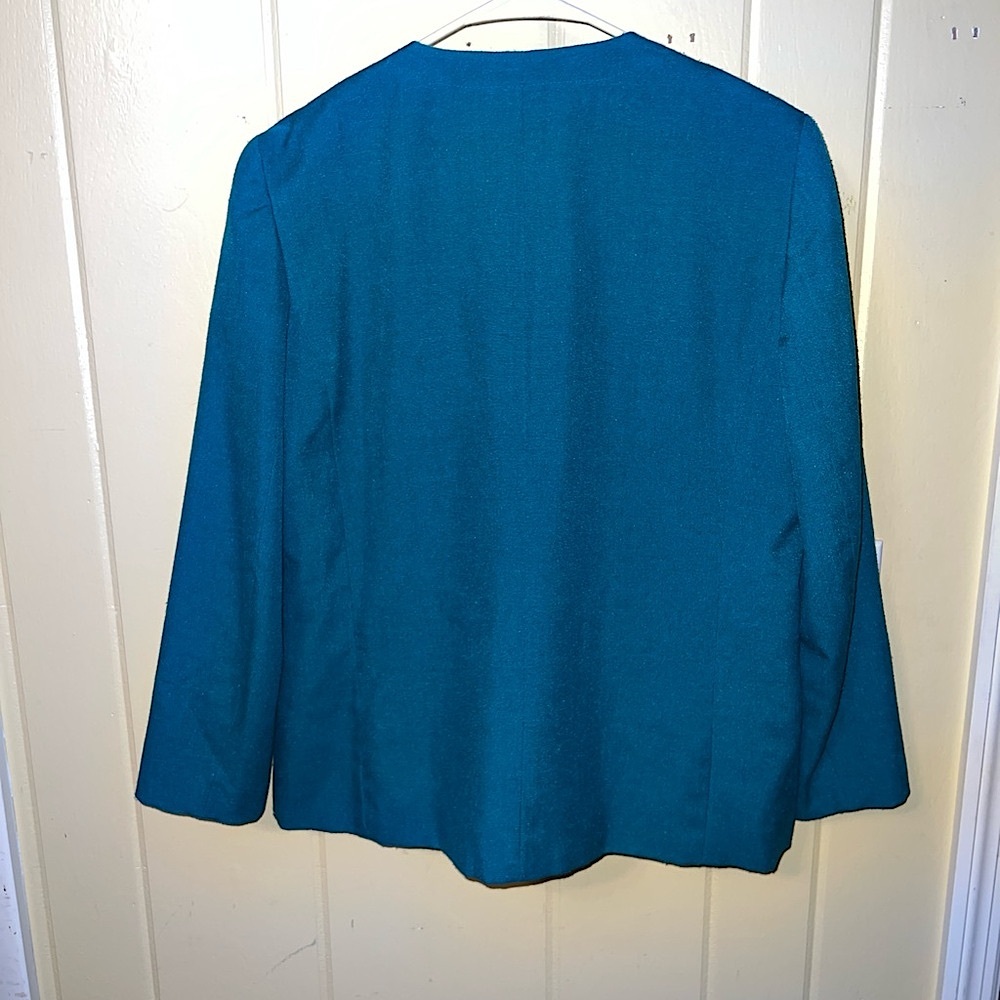 Vinatge 90s Personal Petite Blue Office  Chic Button Up Blazer Jacket Size 12 - Picture 3 of 13